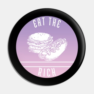 Eat The Rich Retro Cook Out Art Words Inside Purple Pink Summer Pin