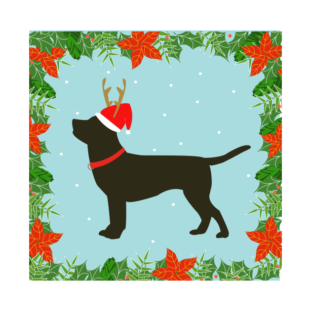 Black Labrador with Santa hat by designInk