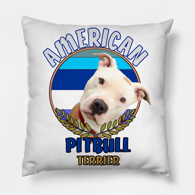 american pitbull terrier Pillow by Carolina Cabreira