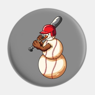 Christmas Baseball Snowman Baseball Lover Pin