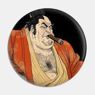 Puff Sumo: Cigars Are My Therapy on a dark (Knocked Out) background Pin