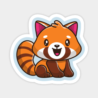 Cute Red Panda Sitting Cartoon Magnet