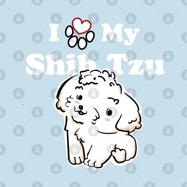 Cute White Shih Tzu Puppy, I Love My Shih Tzu by SubtleSplit