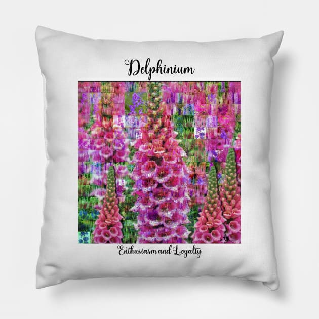 Delphinium birth month flower July Pillow by Symbolsandsigns