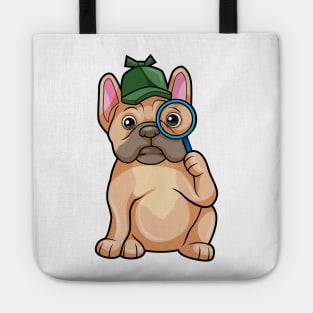 French bulldog as Detective with Magnifying glass Tote