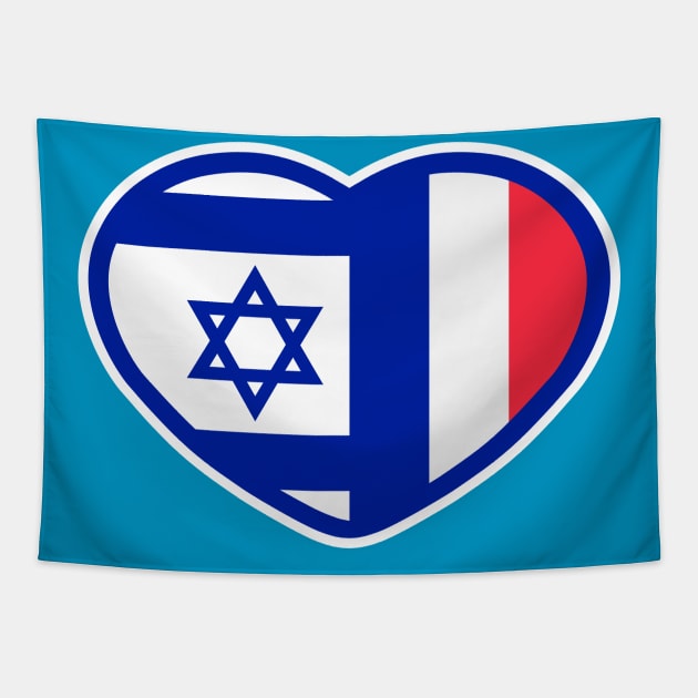 France Israel flags in hart Tapestry by MeLoveIsrael