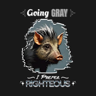 GOING GRAY PIG HAIR I PREFER RIGHTEOUS T-Shirt