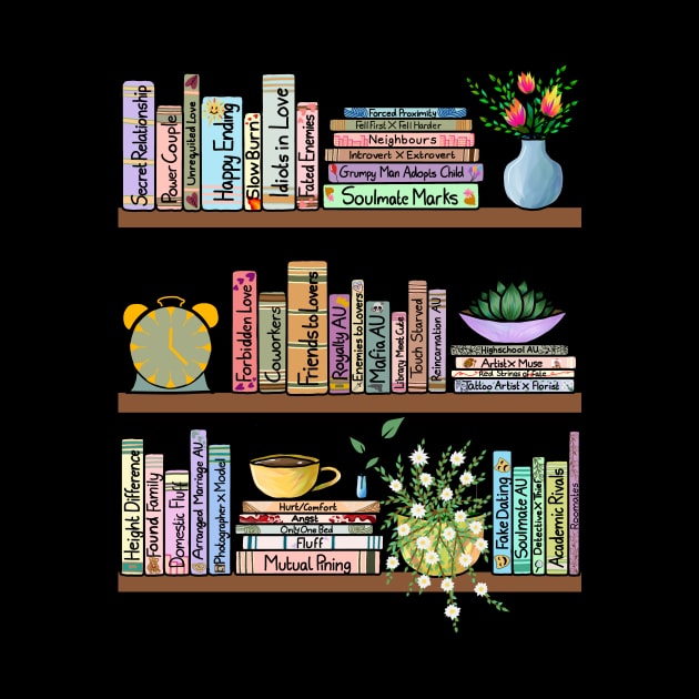 fanfiction bookshelf <3 by TheHermitCrab