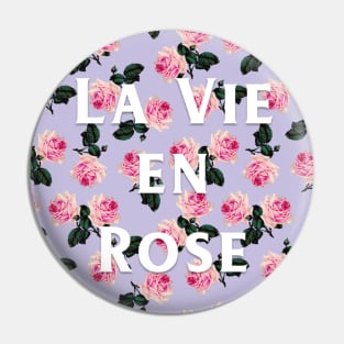 La Vie En Rose - Scattered pink vintage roses on lilac, pink tee Pin