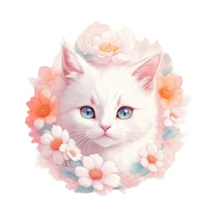 Whiskered Wonder: Vintage Charm with an Adorable White Kitten T-Shirt