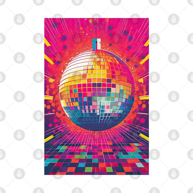 Retro Disco Ball in Pink - Trendy 80s Style T-Shirt Design by laverdeden