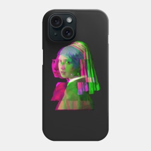 Girl with a Pearl Earring - Glitch Vaporwave Trippy Art Phone Case