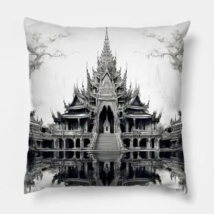 Thailand: Sanctuary of Truth, Pattaya, Thailand on a Dark Background Pillow