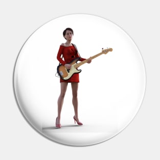 Girl playing the bass Pin