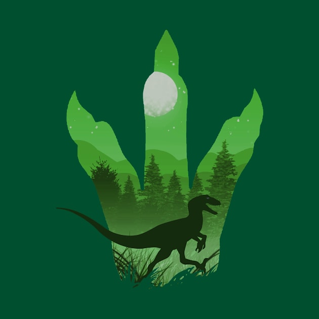 Green Dinosaur Silhouette inside Claw by FalconArt