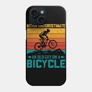 Retro Never Underestimate An Old Guy On A Bicycle Funny Mountain Bike Shirts For Men Phone Case