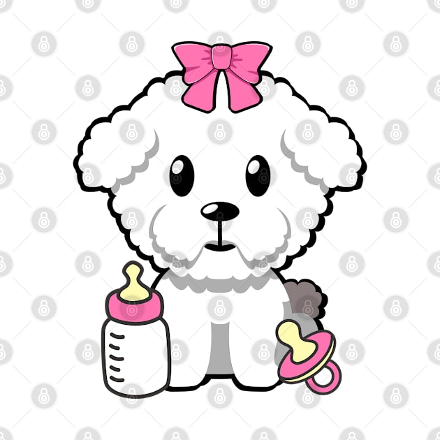 cute baby furry dog wears a pink ribbon by Pet Station