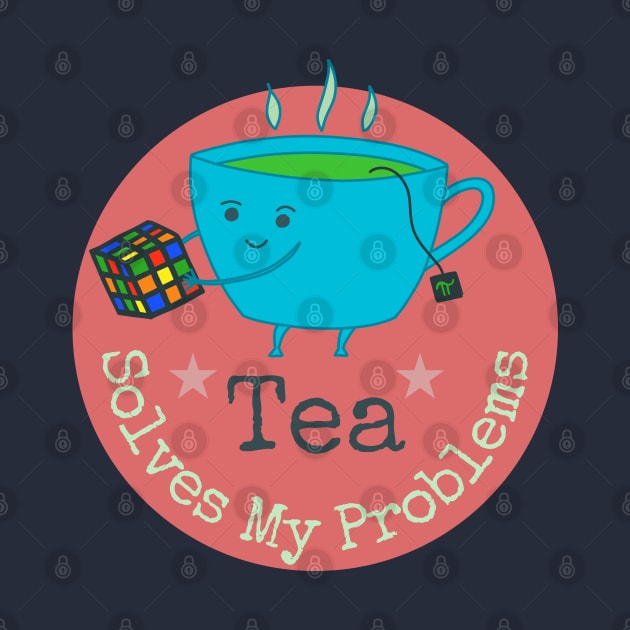 Tea Solves My Problems - cute cup of tea with Rubik cube by Green Paladin