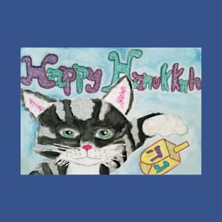 Happy Hanukkah Cat with Dreidel T-Shirt