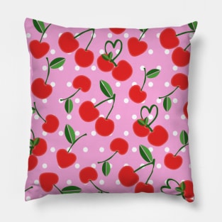 Cherry Pattern Background Pink Pillow