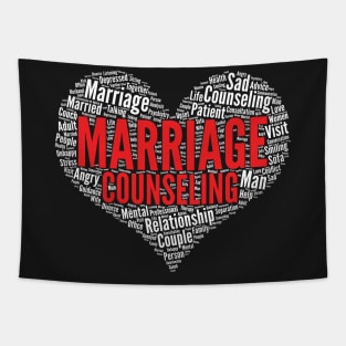 Marriage Counseling Heart Shape Word Cloud Couples Therapy design Tapestry