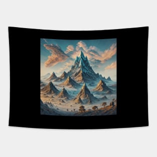 Mountain Vintage Established Fauna Woods Clouds Rocks Tapestry