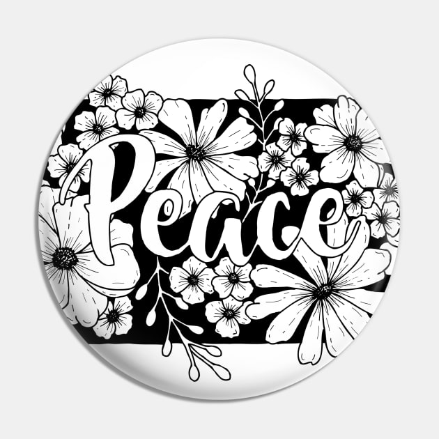 Peace and flowers Pin by ApricotBlossomDesign