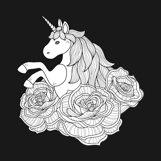 Vintage Unicorn Flower Sketch by TrendX