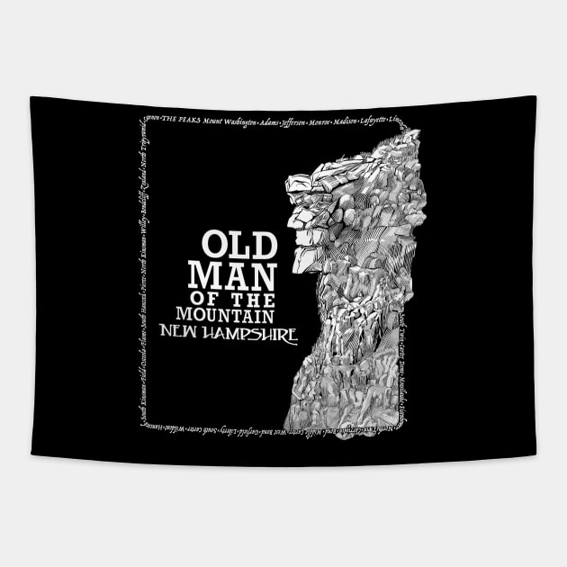 Old Man of the Mountain New Hampshire naturally formed granite profile Tapestry by DDGraphits