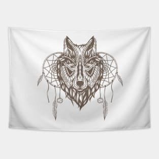 Dream Catcher Wolf Tapestry