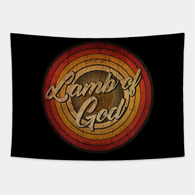 arjunthemaniac,circle retro faded Lamb of God Tapestry by arjunthemaniac