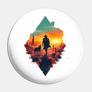 Lone Wanderer Ventures the Wasteland - Diamond Frame - Post Apocalyptic Pin