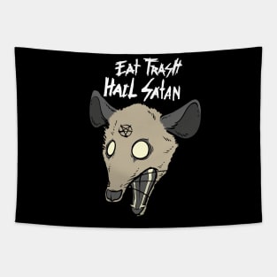 Eat Trash Hail Satan Funny Occult Possum Satanic Pentagram Tapestry