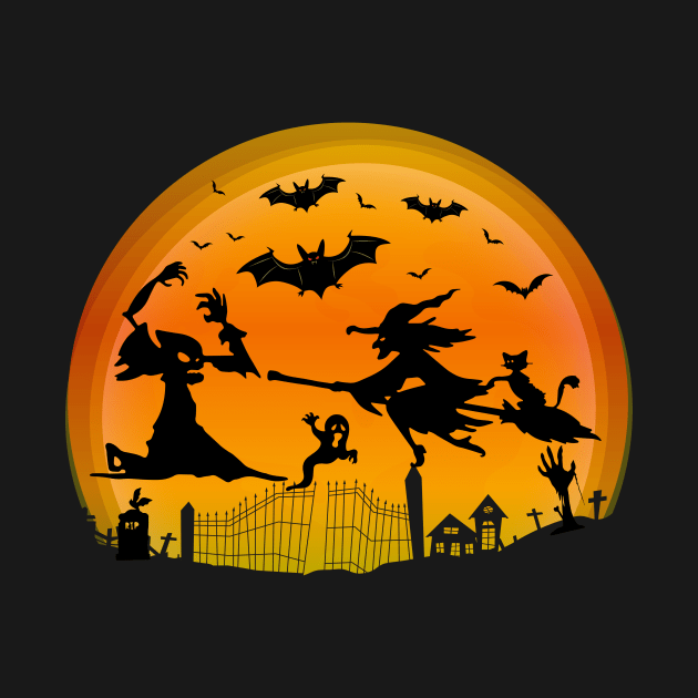 Spooky Moon Halloween Witch Monster Ghost Pumpkin by fromherotozero