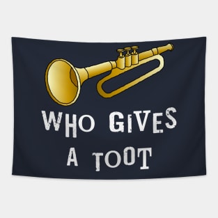 Trumpet Toot White Text Tapestry