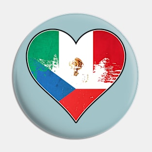 Mexican and Czech Heart Mix Heritage Flag Pin