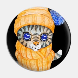 Winter cat Pin