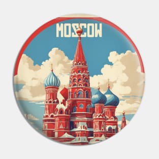 Moscow Russia Vintage Tourism Poster Pin