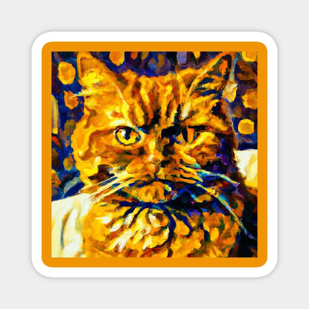 Portrait of a Cat in the Style of Van Gogh Magnet by Star Scrunch