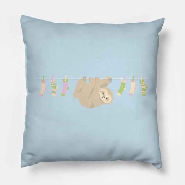 Sloth Hanging Out Pillow by Tilly-Scribbles