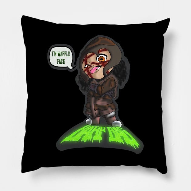 Barf Bag (aka Waffle Face) of The Gauntlet! Pillow by DokKaeBi Studios