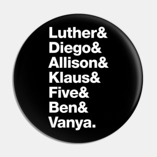 The Umbrella Academy - Luther, Diego, Allison, Klaus, Five, Ben & Vanya. Pin