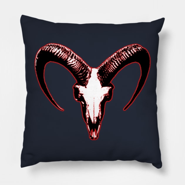 Red Goat Skull Pillow by MarceloMoretti90