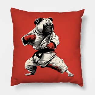 Pug dog knows karate Pillow