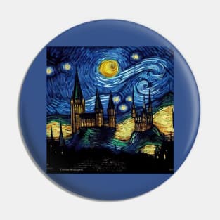 Starry Night Wizarding School Van Gogh Pin