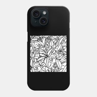 Lily Flowers Line Drawing Black and White Phone Case