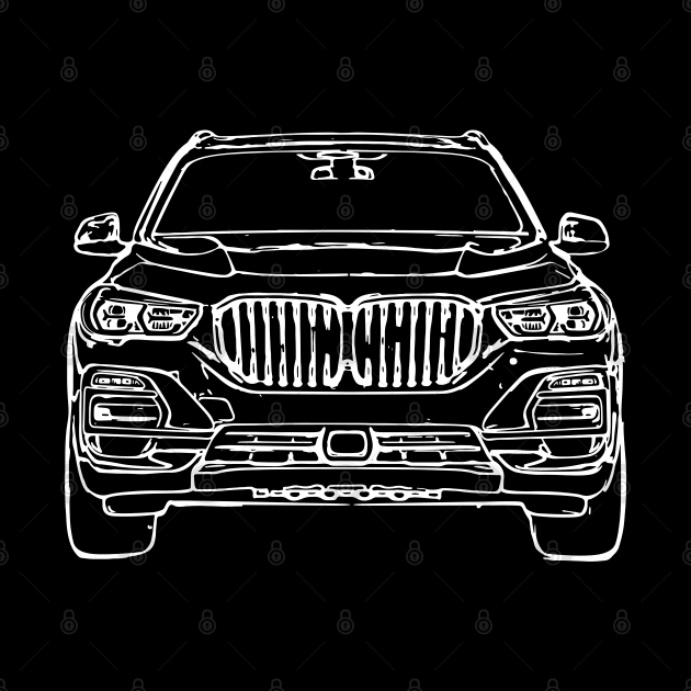 White X5 M50d F15 Car Sketch Art by DemangDesign