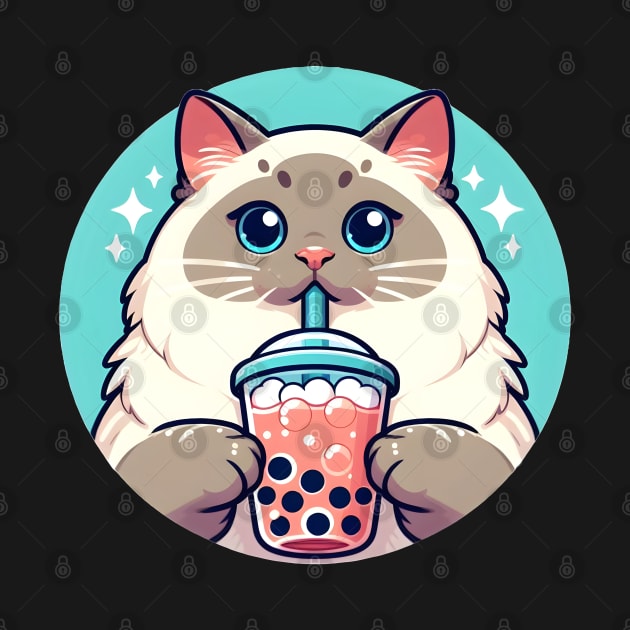 Siamese cat having bubble tea by FromBerlinGift