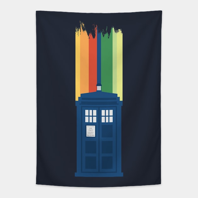 A New Doctor Is In The House - 13th Stripes Blue Police Box 1 Tapestry by EDDArt