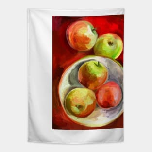 Apples on a Red Platter Tapestry